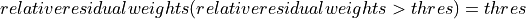 relative residual weights(relative residual weights>thres) = thres