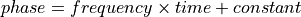 phase = frequency \times time + constant