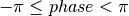 -\pi \leq phase < \pi